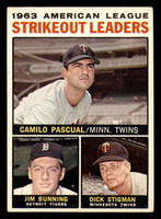 1964 Topps #6 Camilo Pascual/Jim Bunning/Dick Stigman AL Strikeout Lea ID:322895