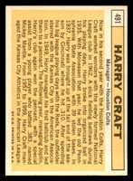 1963 Topps #491 Harry Craft MG Excellent+  ID: 333940