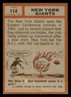 1962 Topps #114 Giants Team Very Good  ID: 337303