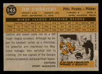 1960 Topps #145 Jim Umbricht RS Near Mint RC Rookie  ID: 337752