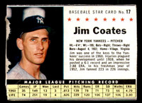 1961 Post Cereal #17 Jim Coates Very Good  ID: 342313