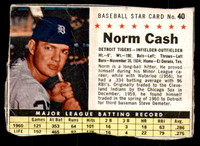 1961 Post Cereal #40 Norm Cash Poor  ID: 342334