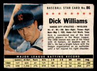 1961 Post Cereal #86 Dick Williams Very Good  ID: 342379