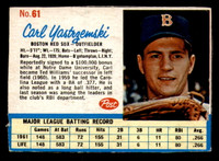 1962 Post Cereal #61 Carl Yastrzemski Excellent+  ID: 342619