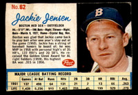 1962 Post Cereal #62 Jackie Jensen G-VG  ID: 342622