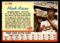 1962 Post Cereal #149 Hank Aaron Ex-Mint  ID: 342786