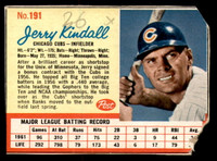 1962 Post Cereal #191 Jerry Kindall Good 