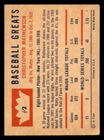 1960 Fleer #2 Christy Mathewson Very Good  ID: 346011