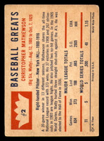 1960 Fleer #2 Christy Mathewson Very Good  ID: 346012