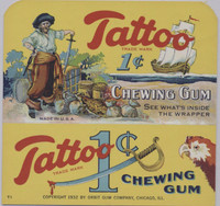 1932 Orbit Gum Co. Pirate Tattoo Stand Up Insert for Display Box  4 1/2 by 4 1/2 inches  #*