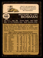 1973 O-Pee-Chee #640 Dick Bosman Near Mint OPC 