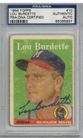 1958 Topps #10 Lou Burdette Signed Auto PSA/DNA Braves