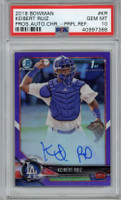 2018 Bowman Chrome Prospect Purple Refractor Auto 108/250 Keibert Ruiz PSA GemMt 10 Los Angeles Dodgers