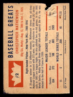 1960 Fleer #2 Christy Mathewson Poor 