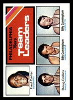 1975-76 Topps #129 Fred Carter/Billy Cunningham/Doug Collins 76ers Team Leaders Near Mint+ 