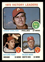 1973 Topps #66 Steve Carlton/Gaylord Perry/Wilbur Wood Victory Leaders Excellent+  ID: 370691