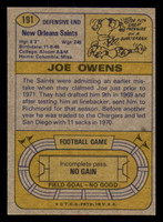 1974 Topps #191 Joe Owens Near Mint+ RC Rookie 