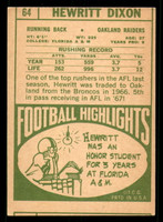 1968 Topps #64 Hewritt Dixon Miscut Raiders