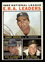 1964 Topps #1 Sandy Koufax/Dick Ellsworth/Bob Friend NL E.R.A. Leaders Ex-Mint  ID: 380271