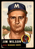 1953 Topps #208 Jim Wilson Writing on Card Bos Braves ID:382533