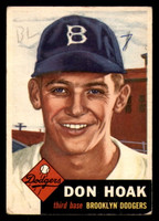 1953 Topps #176 Don Hoak Writing on Card RC Rookie Dodgers ID:382545
