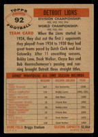 1956 Topps #92 Lions Team Good 