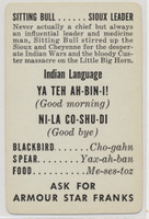 1956 F150-1 Armour Star Franks Indian Language Cards  Sitting Bull  #*sku35303