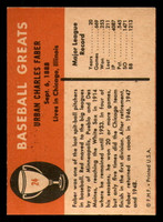 1961 Fleer #24 Red Faber Ex-Mint  ID: 383295
