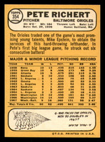 1968 Topps #354 Pete Richert NM-Mint  ID: 384007