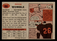 1957 Topps #86 Royce Womble Very Good  ID: 388176