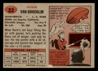 1957 Topps #22 Norm Van Brocklin Back Damage LA Rams ID:388213