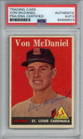 1958 Topps 65 Von McDaniel Signed Auto PSA/DNA Cardinals