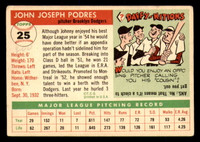 1955 Topps #25 Johnny Podres Very Good  ID: 388440