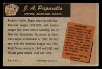 1955 Bowman #235 J.A. Paparella UMP Good  ID: 388612