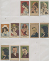 c1920 Strip Cards Slanted & Caps, numbered  and In Color Movie Stars Lot 9  #*sku35482