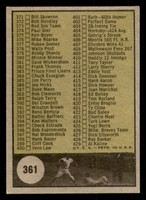 1961 Topps #361 Checklist 353-429 Excellent+  ID: 391128