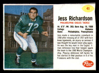 1962 Post Cereal #41 Jesse Richardson Crease Hand Cut SP Eagles 