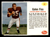 1962 Post Cereal #62 Galen Fiss No Crease Hand Cut SP Browns 