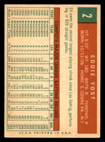 1959 Topps #2 Eddie Yost Excellent  ID: 391580