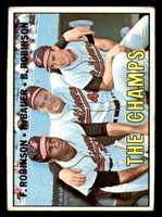 1967 Topps #1 Frank Robinson/Hank Bauer/Brooks Robinson The Champs DP G-VG  ID: 392359