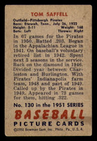 1951 Bowman #130 Tom Saffell Very Good RC Rookie  ID: 392911