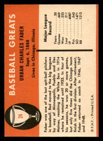 1961 Fleer #24 Red Faber Ex-Mint  ID: 393568