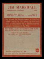 1965 Philadelphia #107 Jim Marshall Excellent+ 