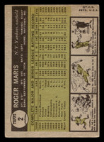 1961 Topps #2 Roger Maris Miscut Yankees  ID:396391