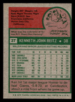 1975 Topps #27 Ken Reitz Near Mint 