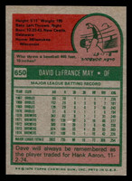 1975 Topps #650 Dave May Near Mint  ID: 398532