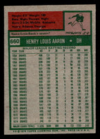 1975 Topps #660 Hank Aaron Ex-Mint  ID: 398542