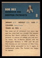 1962 Fleer #8 Bob Dee Ex-Mint  ID: 399971