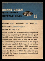 1962 Fleer #13 Chuck Green Miscut Bills