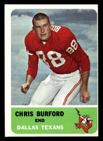 1962 Fleer #27 Chris Burford No Creases Wax Stain Back Texans ID: 399996